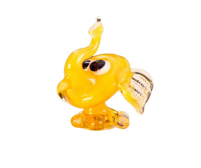 Novecrafto Handcrafted Mini Yellow Glass Elephant Figurine Elegant Home Decor from B&Q