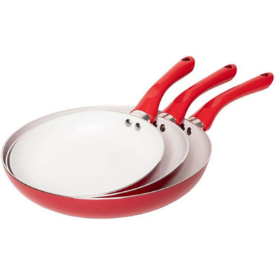 Jean-Patrique Bio Supreme Red Ceramic Frying Pan Set 5Pc 20/24/28Cm Non-Stick Induction & Oven Safe Cookware Pfoa-Free from B&Q