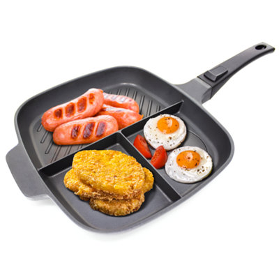 Jean Patrique The Lazy Pan Cast Aluminium Non Stick Multi Section Frying Pan For Grilling Eggs And Frying Induction And Oven Safe from B&Q