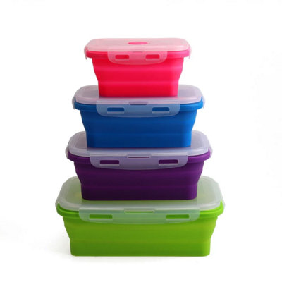  - Jean-Patrique Silicone Food Storage Containers Set Of 4 Collapsible Airtight Bpa-Free Stackable Microwave Safe Meal Prep Boxes