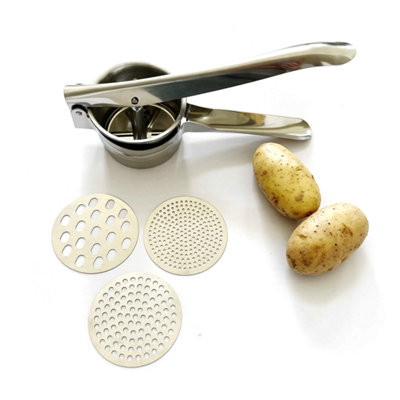 Jean Patrique Stainless Steel Potato Ricer Set 3 Disc Mash And Puree Tool Ergonomic Handle Dishwasher Safe Kitchen Press from B&Q