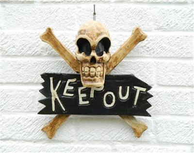  - Pirate Skull And Crossbone Hanging Keep Out SignSkull