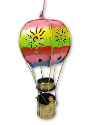 Metal Hot Air Balloon Garden Ornament Tea Light Candle HolderMulticolour 25Cm from B&Q