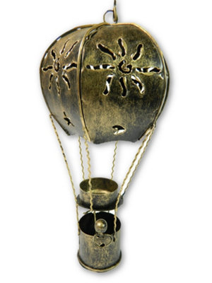 Metal Hot Air Balloon Garden Ornament Tea Light Candle HolderGold 25Cm from B&Q
