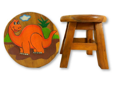 Children's Wooden StoolDinosaur Diplodocus Orange Step Stool from B&Q