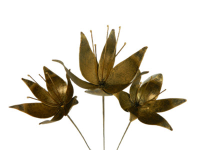 Metal Lily Flower Ornament On 100Cm StickSet Of 3 Gold from B&Q