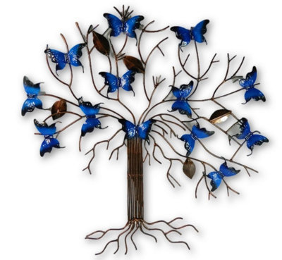 Butterfly Wall Art OrnamentMetal Butterfly TreeButterflies Blue from B&Q