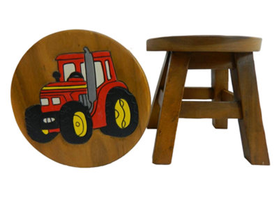 Childrens Wooden StoolRed Tractor Step Stool from B&Q