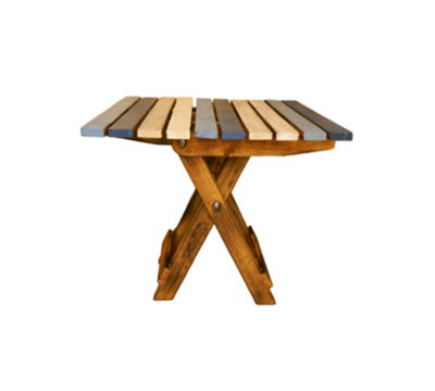  - Wooden Folding Table Shabby Chic FurnitureCollapsible Table RectangleBlue