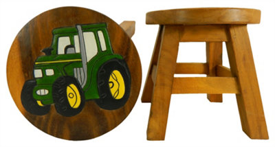 Children's Wooden StoolGreen Tractor Step Stool from B&Q