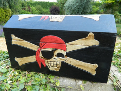 Pirate Chest Treasure Chest Wooden Storage BoxMedium In Black from B&Q