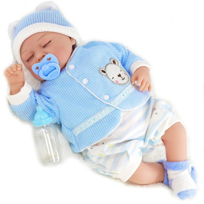 Bibi Doll Realistic Reborn 20" Sleeping Baby Doll Boy Toy Dummy Feeding Bottle Bibi Doll from B&Q