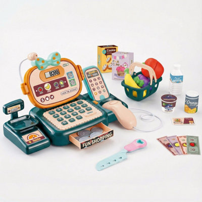B&Q -  Till Cash Register For Kids With LightsSounds & Accessories Role Play Toy Fun