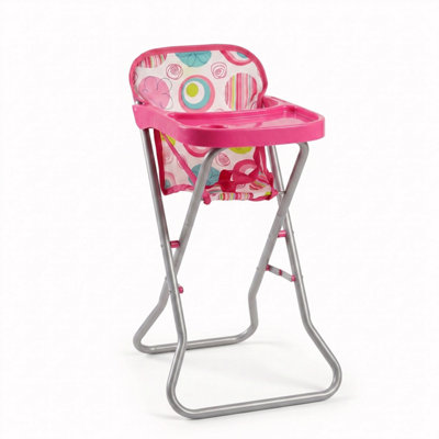B&Q -  Baby Doll High Chair With Metal Frame Role Play Toy Folding Furniture Accessory