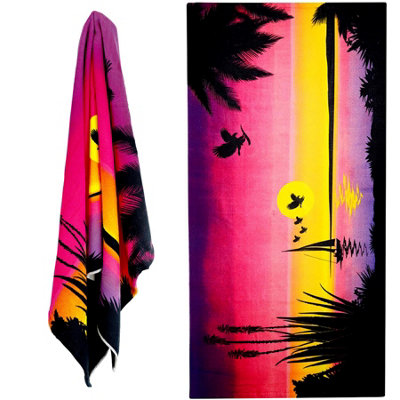 Geezy Sunrise Large Microfibre Beach Bath Towel Lightweight Sports Summer Travel Gym from B&Q
