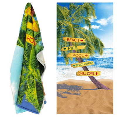 Geezy Microfibre Beach Towel Large Beach Bath Signs Lightweight Sports Travel Towel from B&Q