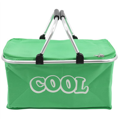 Geezy Insulated Folding Picnic 35 L Camping Shopping Bag Cooler Cool Basket Box Green from B&Q