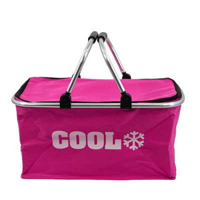 Geezy Insulated Folding Picnic 35 L Camping Shopping Bag Cooler Cool Basket Box Pink from B&Q