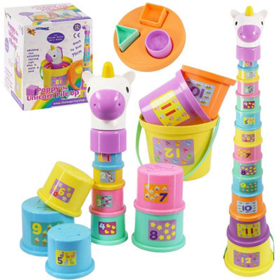 The Magic Toy Shop Poppy The Unicorn Stacking Cups Nesting Shape Sorter Blocks Baby Toddler Toy from B&Q