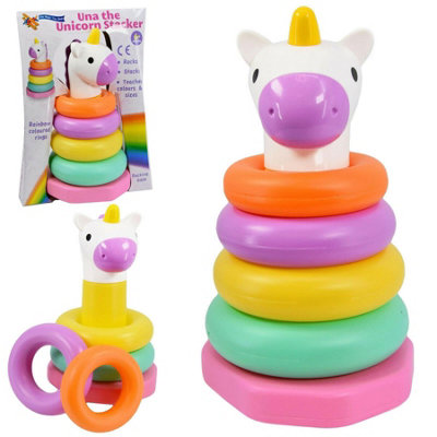 The Magic Toy Shop Una The Unicorn Baby Stacking Rings Montessori Toy Ring Stacker Toddler Activity from B&Q