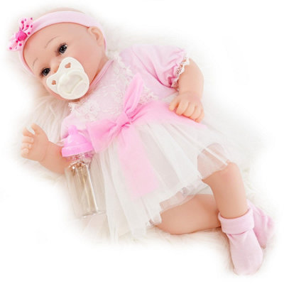 BiBi Doll Bibi Reborn Baby Doll Girl 17 Inches Realistic Awake Open Eyes Dummy And Bottle Toy from B&Q