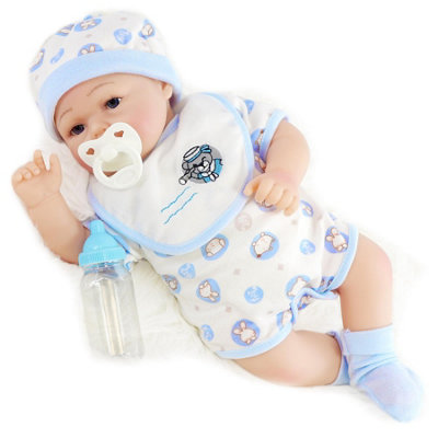BiBi Doll Bibi Reborn Baby Doll Boy 17 Inches Realistic Awake Open Eyes Dummy And Bottle Toy from B&Q