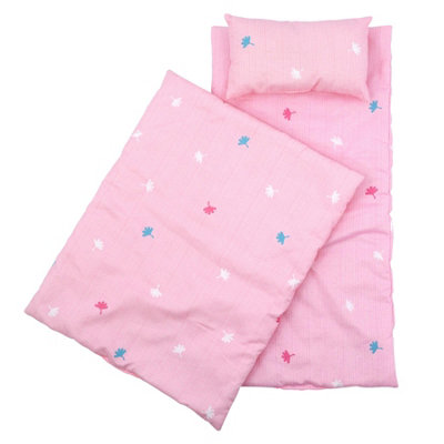 Bibi Doll Baby Doll Bedding Set Fits 20" Dolls Pink Blanket & Pillow Set For Cot Pram Bed