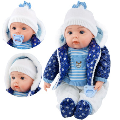 Bibi Doll Baby Doll Boy 20" Lifelike Soft Body With Sounds & DummyBlue Bibi Doll Toy from B&Q