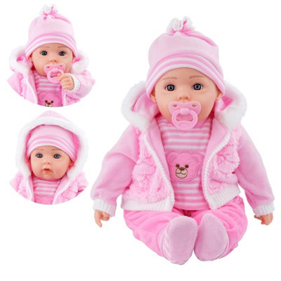 B&Q -  Baby Doll Girl 20" Lifelike Soft Body Sounds & DummyWhite Coat  Toy