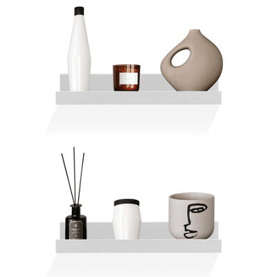 Geezy Floating Wall Shelves Modern Picture Ledge Hanging Display Rack White 30Cm 2Pcs from B&Q