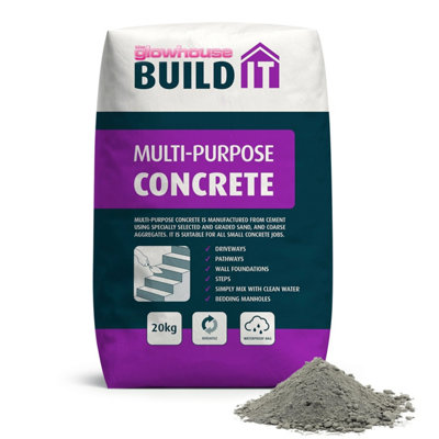 The Glowhouse Multi-Purpose Concrete Bag Ready MixedJust Add WaterSuitable For All Concrete JobsDrivewaysPathsWallsSteps And MoreW from B&Q