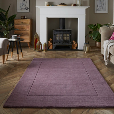 B&Q -  Mayfair Esme 120X170Cm Mauve Wool Rug