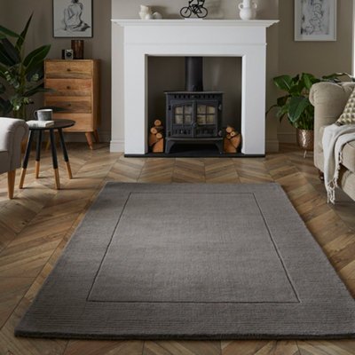 B&Q -  Mayfair Esme 160X230Cm Grey Wool Rug