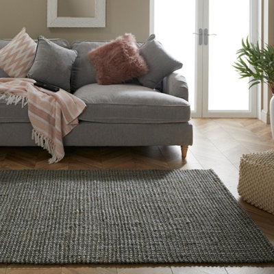Whitefield Grey Jute Rug 120 x 170cm - Image 7