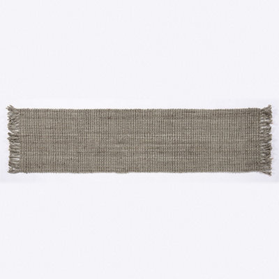  - Whitefield 60X230Cm Grey Handwoven Boucle Runner With Tassel