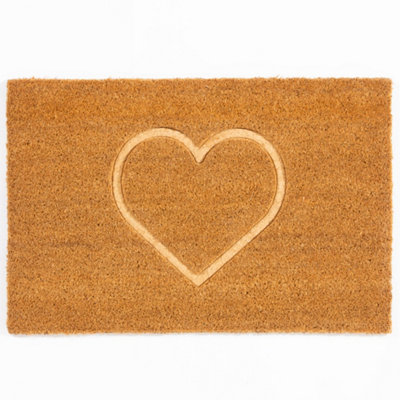 B&Q Astley Embossed Pvc Backed Coir 40X60cm Pressed Heart Doormat