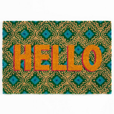 Astley Printed Hello Coir Doormat from B&Q