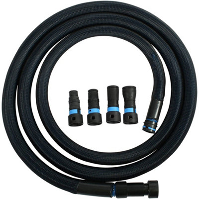 Cen-Tec Systems 95556 Quick Click 5M Antistatic Conical Vacuum Hose With Protective Sleeve And Four Piece Power Tool Adaptor Set from B&Q