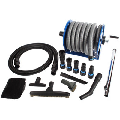 B&Q -  96139 Quick Click Dust Collection 9M Hose Reel Kit For Woodworking Workshops With Cleaning Accessories