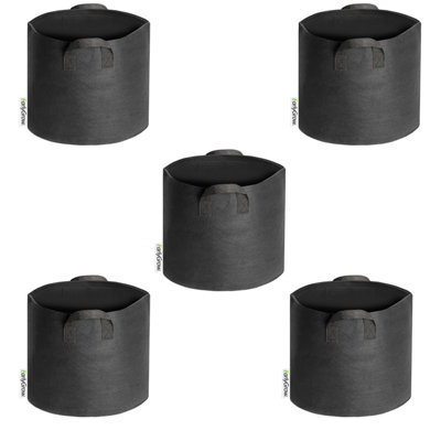 Earlygrow 5-Pack 10 Litres (3 Us Gallon) Fabric Plant Grow Bags Heavy Duty Breathable Nonwoven Smart Growing Growbag Planter Pot from B&Q