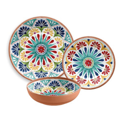 Purely Home Rio Medallion 18 Piece Melamine Dinnerware Set For 6 from B&Q