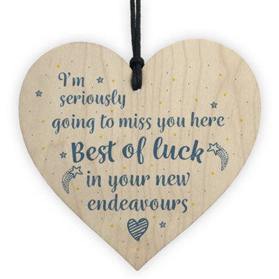 Red Ocean Best Of Luck Colleague Handmafe Wooden Heart Plaque Leaving Gift New Job Thank You Friendship Gift from B&Q