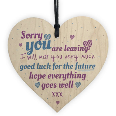 Red Ocean Leaving Colleagues Gift Leaving New Job Thank You Good Luck Handmade Wooden Heart Gift