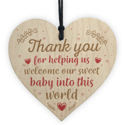 Red Ocean Handmade Wooden Heart Plaque Gift For Midwife Midwives Nurse Newborn Baby Thank You Gift from B&Q
