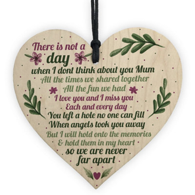 Red Ocean Handmade Mum Memorial Gift Grave Plaque Tribute Sign Wooden Heart Mum Birthday Gifts For Her from B&Q