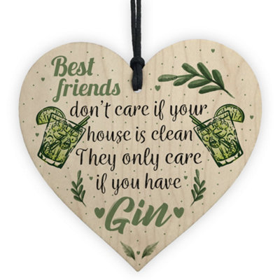 Red Ocean Handmade Gin Tonic Novelty Wooden Heart Friendship Gin Gift Funny Kitchen Sign Decor from B&Q