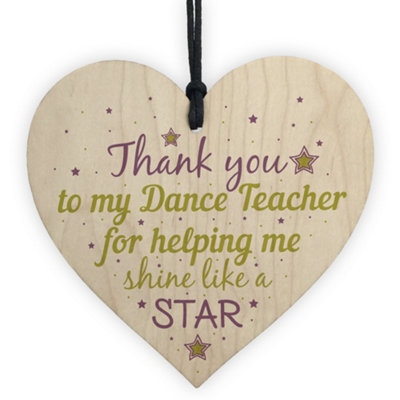 Red Ocean Thank You Dance Teacher Wooden Hanging Heart Chic Sign Goodbye Leaving Friendship Gift Plaque from B&Q