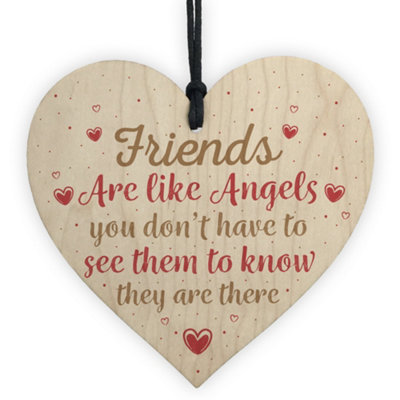 Red Ocean Friends Are Like Angels Friendship Best Friend Thank You Gift Birthday Wooden Hanging Sign Plaque from B&Q