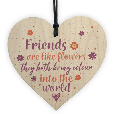 Red Ocean Friends Are Like Flowers Friendship Love Wood Heart Shabby Chic Sign Thank You Birthday Gift from B&Q