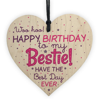 B&Q -  Novelty Birthday Friendship Best Friend Gift Wooden Heart Plaque Thank You Sign Shabby Chic Keepsake